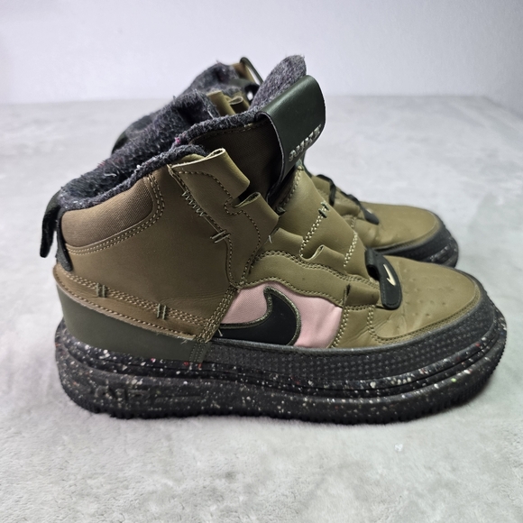 NIKE  Air Force 1 High Top Boots DD0747–300  Sz 8.5 Brown Kelp/Olive/ Pink - Picture 1 of 8